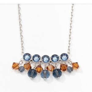 Touchstone Crystal by Swarovski KINSHIP necklace BNIB Blue and Amber crystals